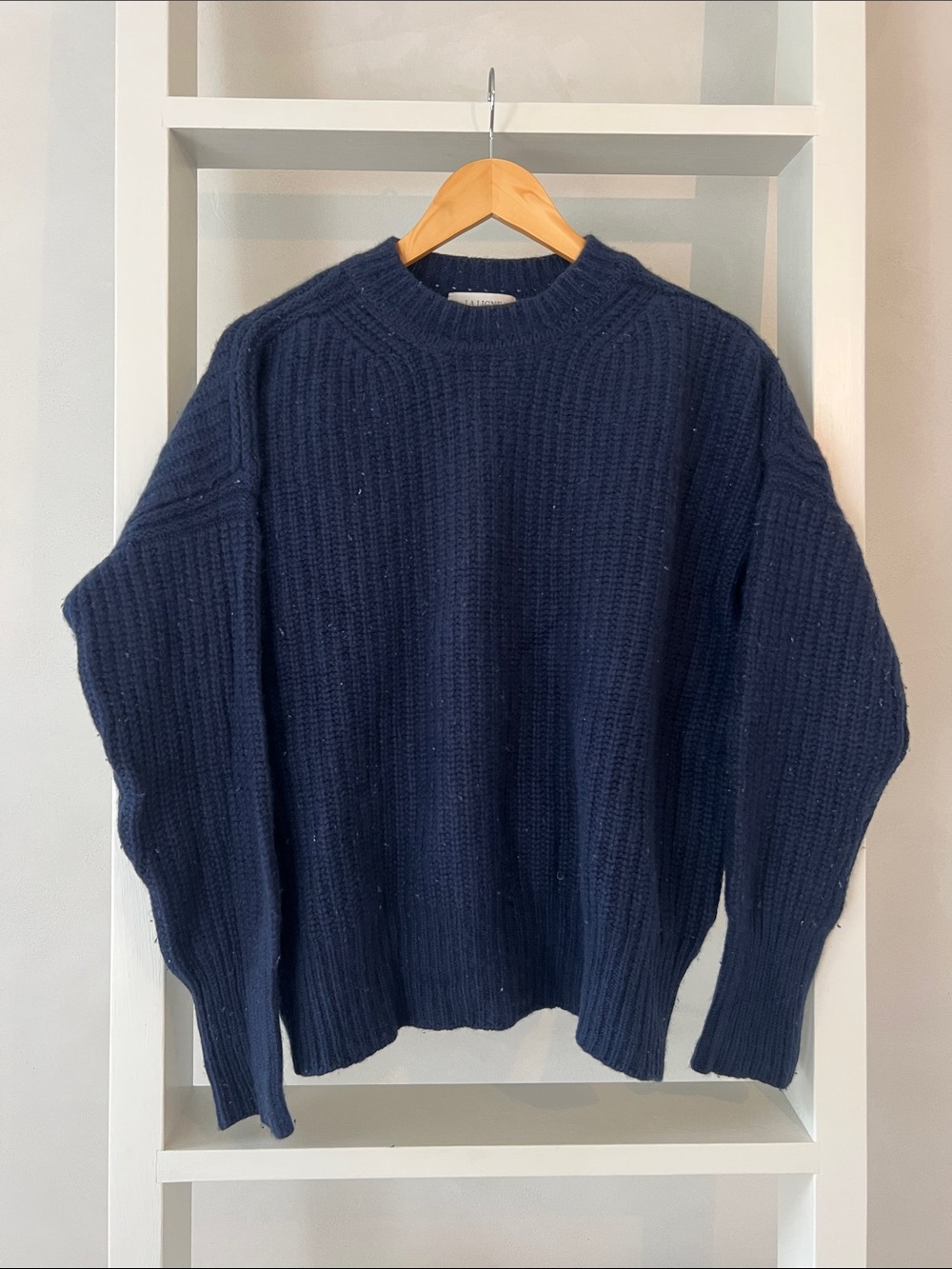 La Ligne Navy Ribbed Cashmere Crewneck Sweater